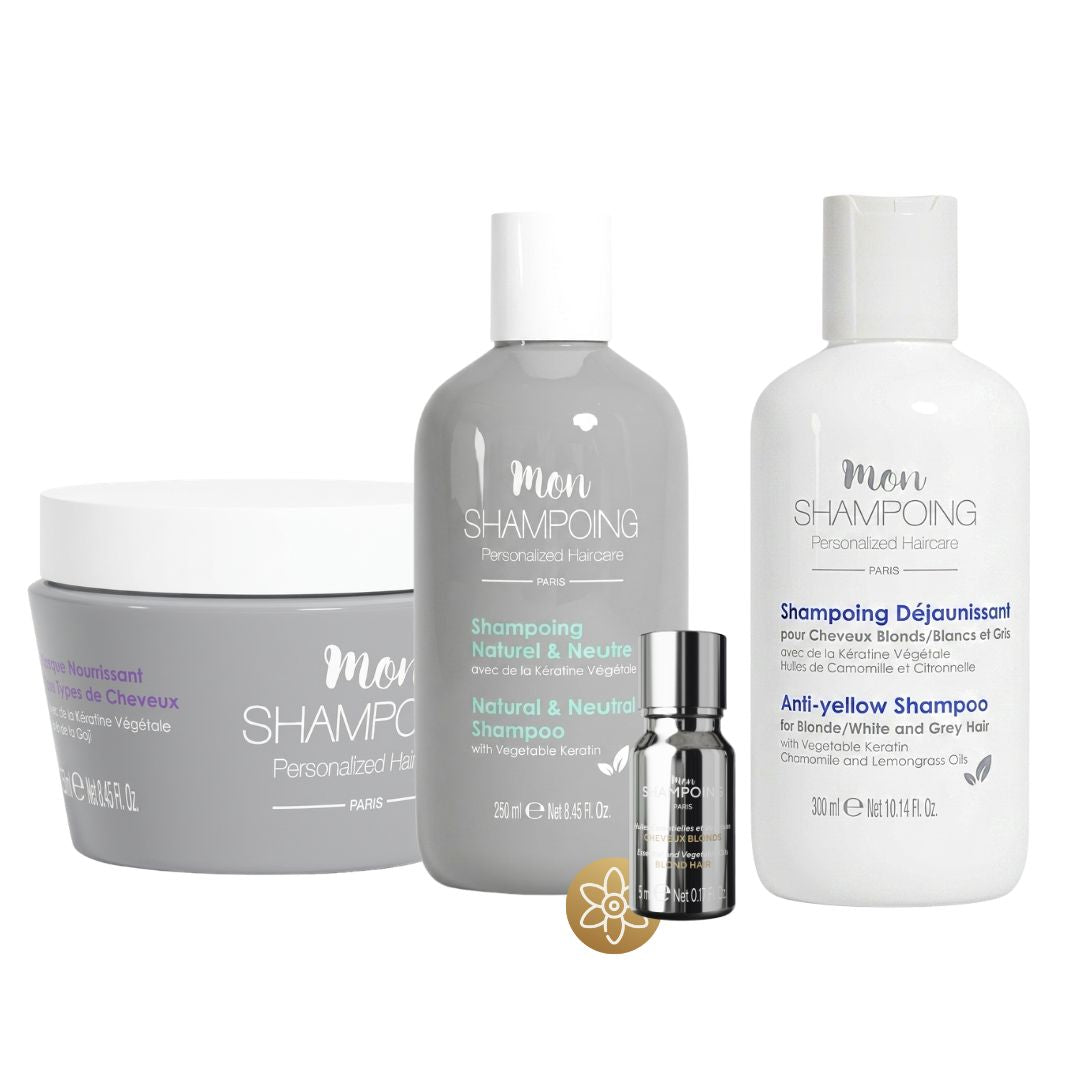 Routine cheveux blonds, blancs, gris