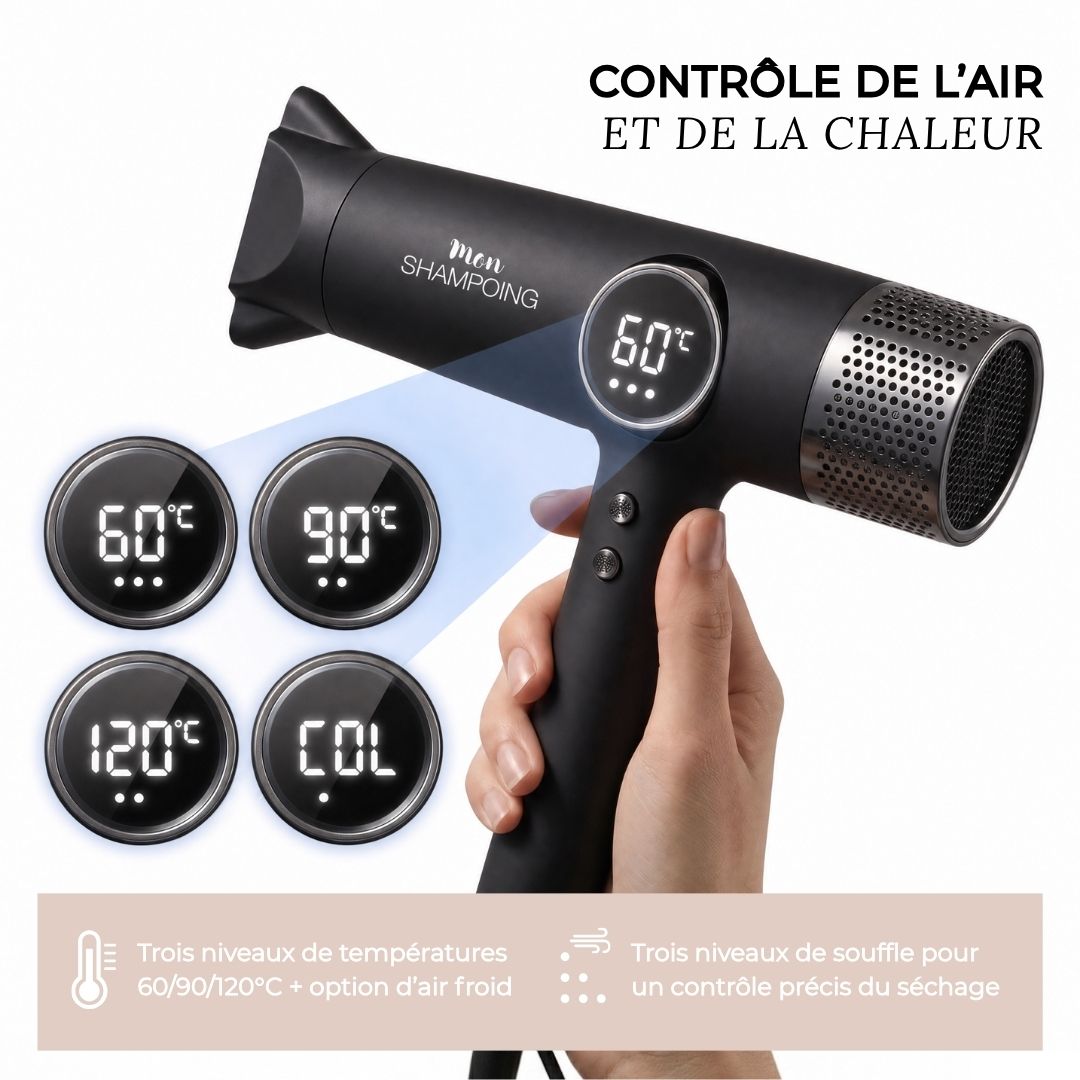 Sèche-cheveux professionnel digital et ionique poids plume