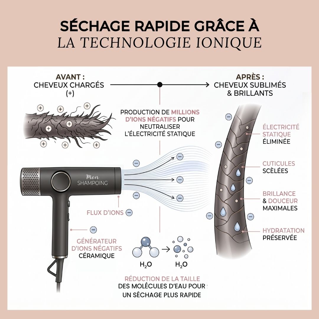 Sèche-cheveux professionnel digital et ionique poids plume
